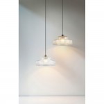 Abella - Matt Brass Pendant with Clear Ribbed Glass