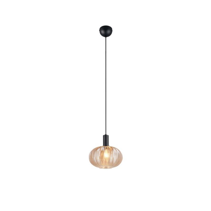 Trio-R36771013 - Elvezia - Black Pendant with Amber Glass Shade