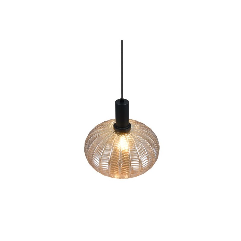 Trio-R36771013 - Elvezia - Black Pendant with Amber Glass Shade