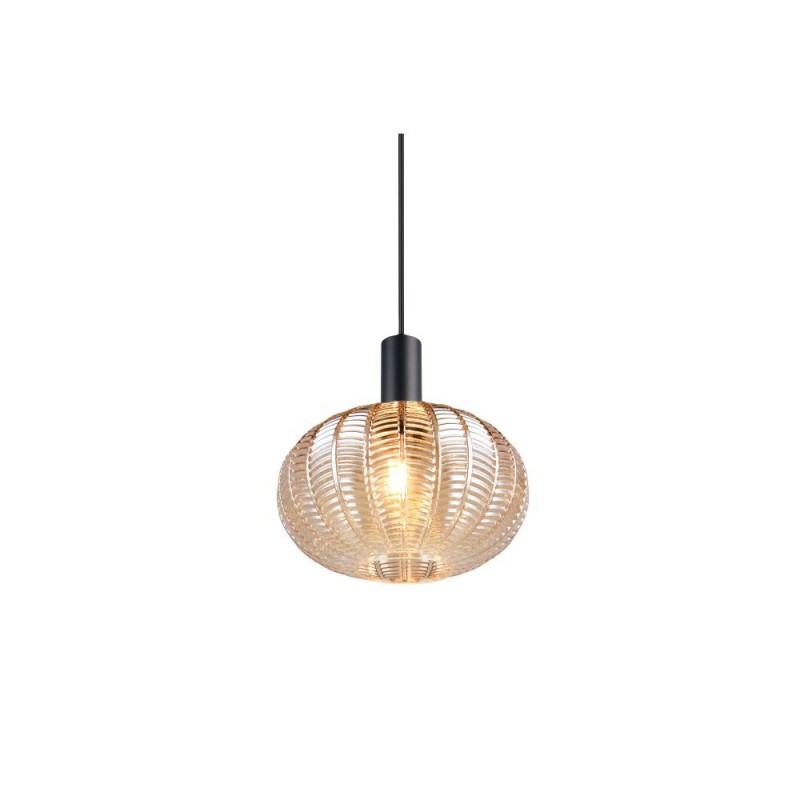 Trio-R36771013 - Elvezia - Black Pendant with Amber Glass Shade