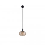 Elvezia - Black Pendant with Amber Glass Shade