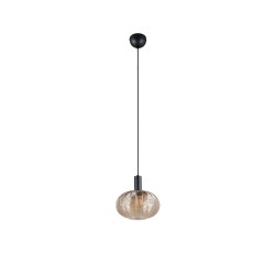 Elvezia - Black Pendant with Amber Glass Shade