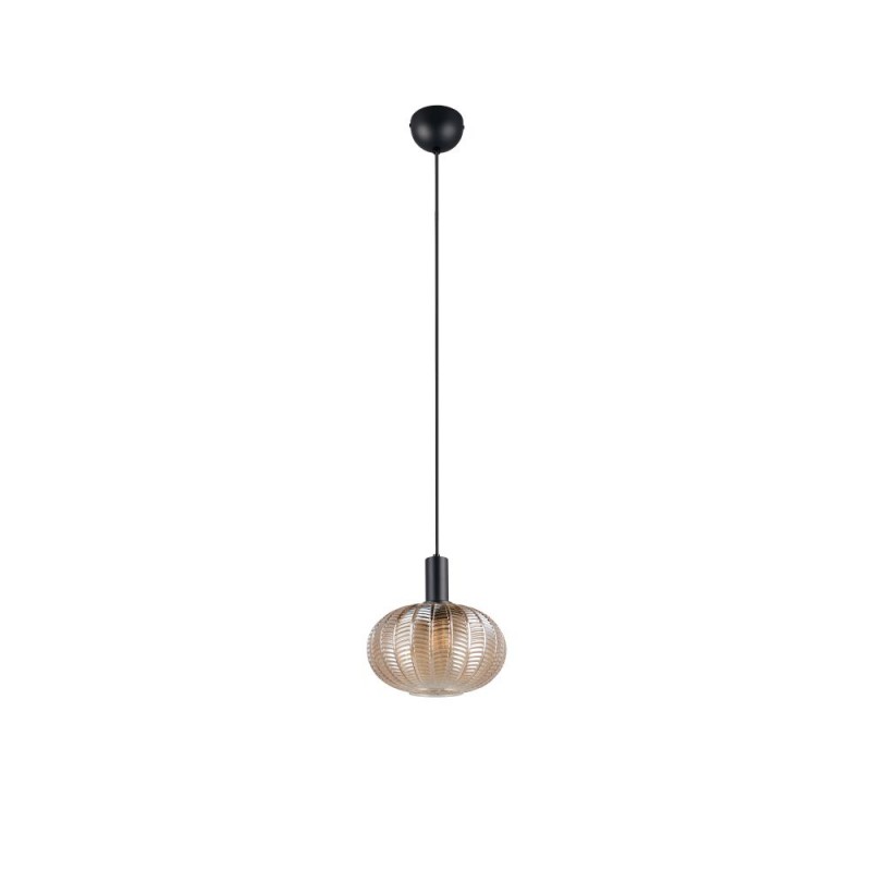 Trio-R36771013 - Elvezia - Black Pendant with Amber Glass Shade