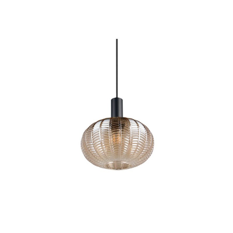 Trio-R36771013 - Elvezia - Black Pendant with Amber Glass Shade