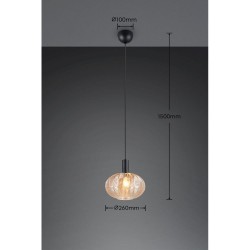 Elvezia - Black Pendant with Amber Glass Shade