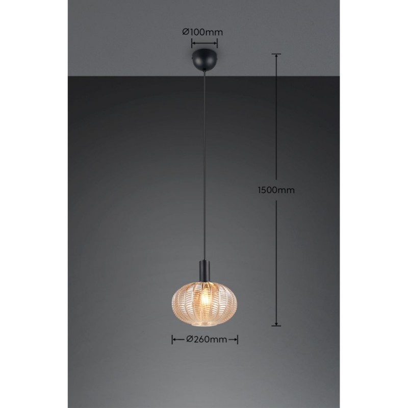 Trio-R36771013 - Elvezia - Black Pendant with Amber Glass Shade