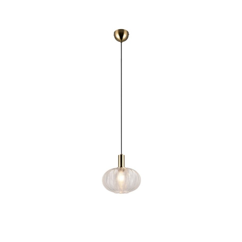 Trio-R36771052 - Elvezia - Matt Brass Pendant with Clear Glass Shade