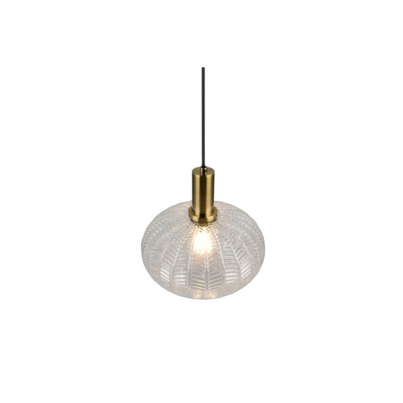 Trio-R36771052 - Elvezia - Matt Brass Pendant with Clear Glass Shade