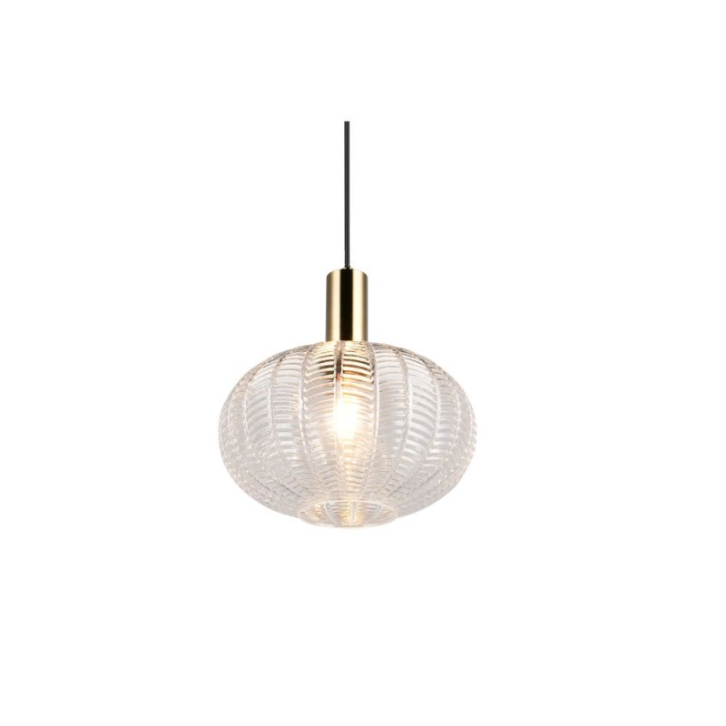Trio-R36771052 - Elvezia - Matt Brass Pendant with Clear Glass Shade