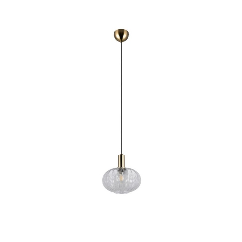 Trio-R36771052 - Elvezia - Matt Brass Pendant with Clear Glass Shade
