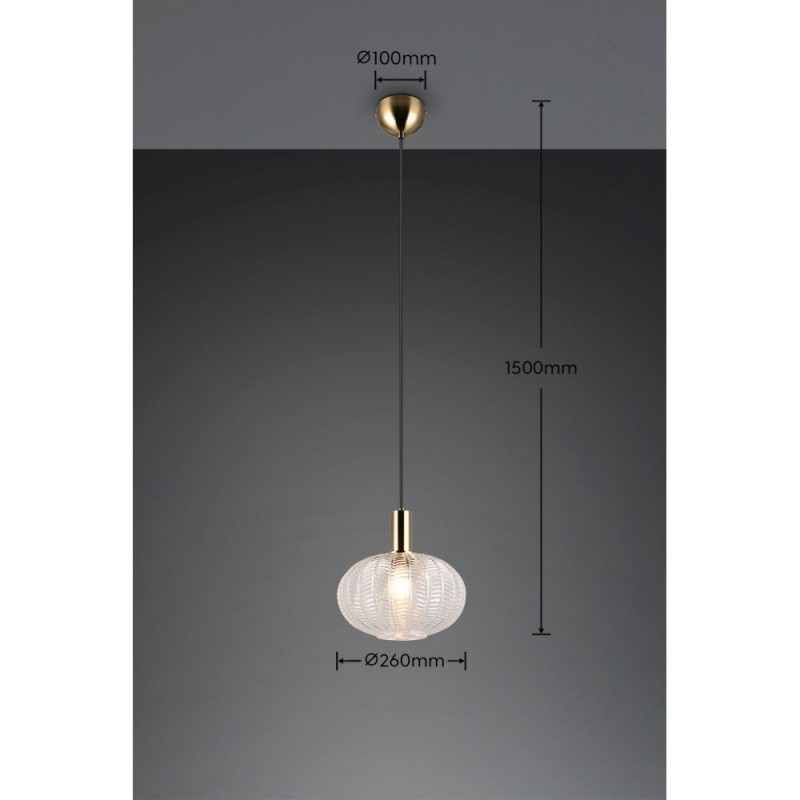 Trio-R36771052 - Elvezia - Matt Brass Pendant with Clear Glass Shade