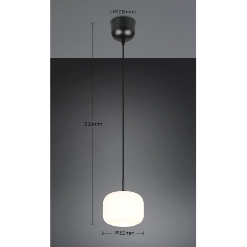 Trio-R36861001 - Signe - Black Pendant with White Glass ∅ 15 cm