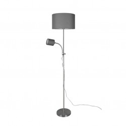 Owen - Matt Nickel Mother & Child Floor Lamp with Grey Shade Owen - Matt Nickel Mother & Child Floor Lamp with Grey Shade