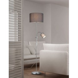 Owen - Matt Nickel Mother & Child Floor Lamp with Grey Shade Owen - Matt Nickel Mother & Child Floor Lamp with Grey Shade