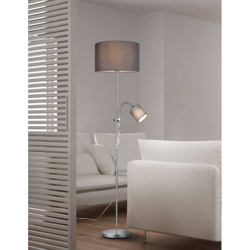 - Owen - Matt Nickel Mother & Child Floor Lamp with Grey Shade Trio-R40192007 - Owen - Matt Nickel Mother & Child Floor Lamp with Grey Shade