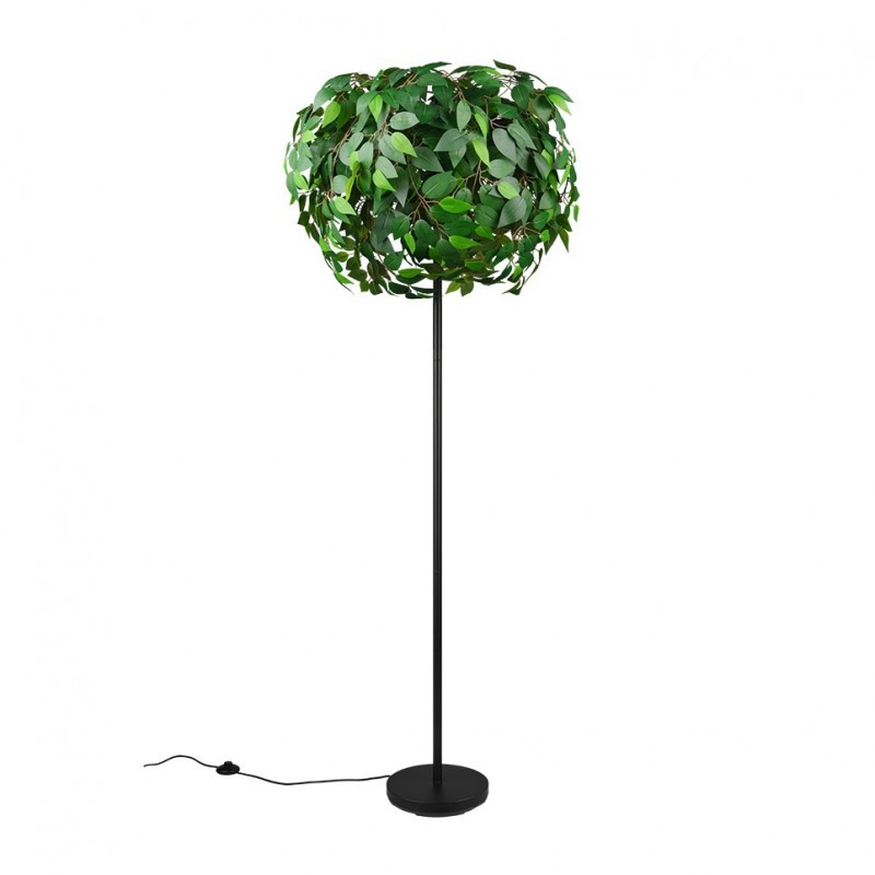 - Leavy - Matt Black 3 Light Floor Lamp with Green Leaves Trio-R40463015 - Leavy - Matt Black 3 Light Floor Lamp with Green Leaves