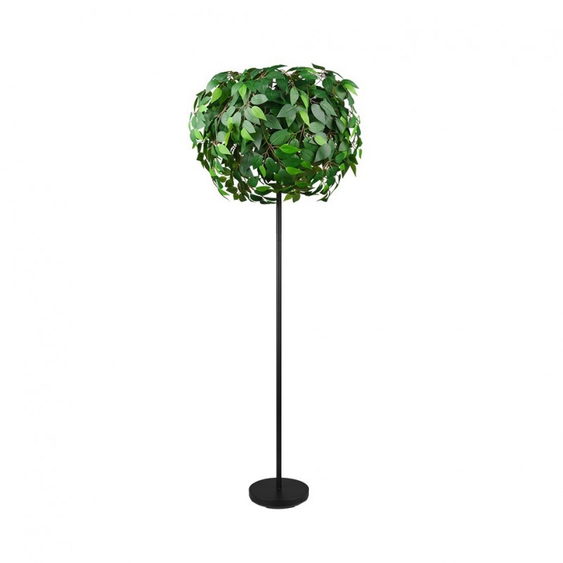 - Leavy - Matt Black 3 Light Floor Lamp with Green Leaves Trio-R40463015 - Leavy - Matt Black 3 Light Floor Lamp with Green Leaves