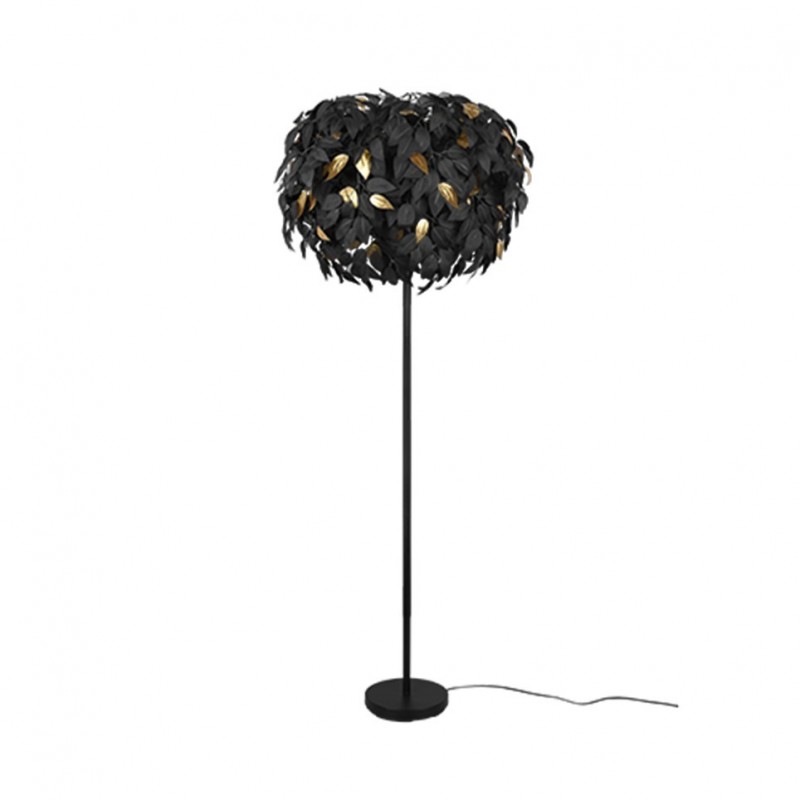 - Leavy - Matt Black 3 Light Floor Lamp with Black & Gold Leaves Trio-R40463032 - Leavy - Matt Black 3 Light Floor Lamp with Black & Gold Leaves