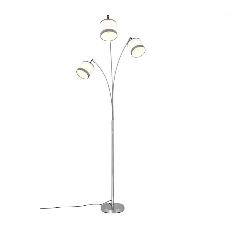 - Davos - Chrome 3 Light Floor Lamp with White Shade Trio-R41553006 - Davos - Chrome 3 Light Floor Lamp with White Shade
