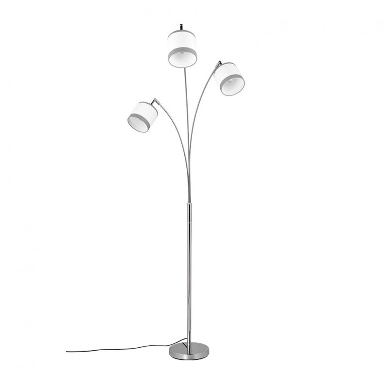 - Davos - Chrome 3 Light Floor Lamp with White Shade Trio-R41553006 - Davos - Chrome 3 Light Floor Lamp with White Shade