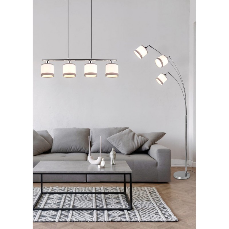 - Davos - Chrome 3 Light Floor Lamp with White Shade Trio-R41553006 - Davos - Chrome 3 Light Floor Lamp with White Shade