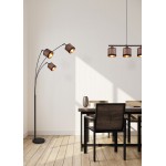 Davos - Black 3 Light Floor Lamp with Taupe Shade Davos - Black 3 Light Floor Lamp with Taupe Shade