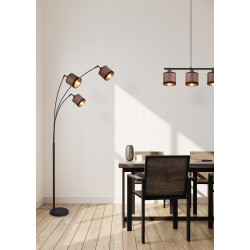 Davos - Black 3 Light Floor Lamp with Taupe Shade Davos - Black 3 Light Floor Lamp with Taupe Shade