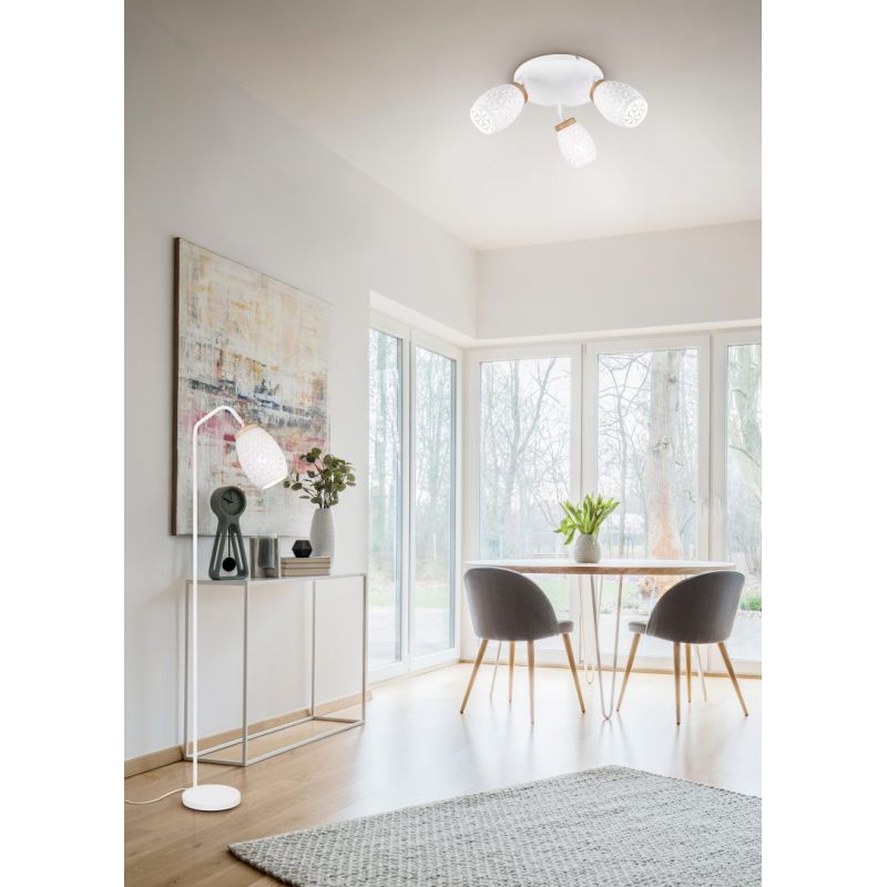 - Bidar - White Floor Lamp with Wood Accent Trio-R41571031 - Bidar - White Floor Lamp with Wood Accent