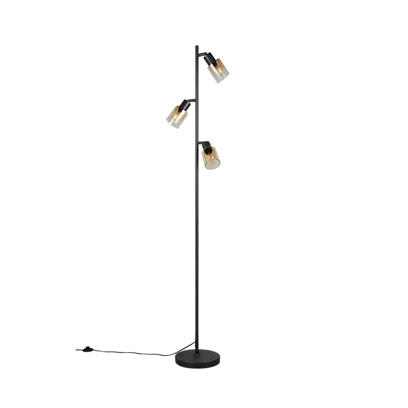 - Cadiz - Matt Black 3 Light Floor Lamp with Amber Ombre Glass Trio-R41783032 - Cadiz - Matt Black 3 Light Floor Lamp with Amber Ombre Glass