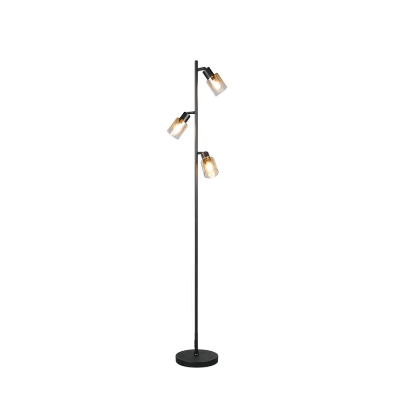 - Cadiz - Matt Black 3 Light Floor Lamp with Amber Ombre Glass Trio-R41783032 - Cadiz - Matt Black 3 Light Floor Lamp with Amber Ombre Glass