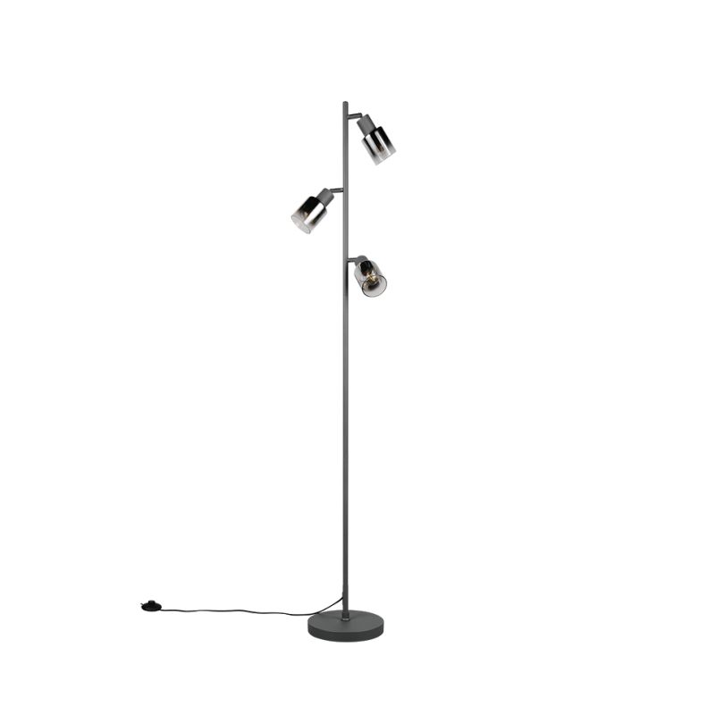 - Cadiz - Matt Black 3 Light Floor Lamp with Smoked Ombre Glass Trio-R41783042 - Cadiz - Matt Black 3 Light Floor Lamp with Smoked Ombre Glass