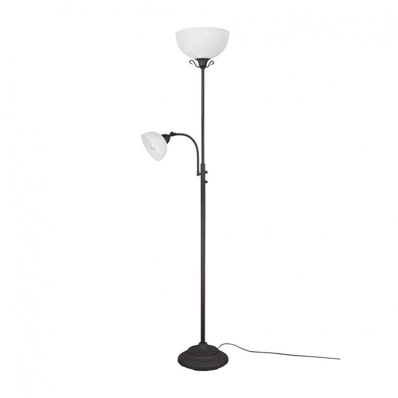 Table & Floor Lamp - Country - Rusty 2 Light Floor Lamp with Alabaster Glass Trio-R46322024 - Country - Rusty 2 Light Floor Lamp with Alabaster Glass