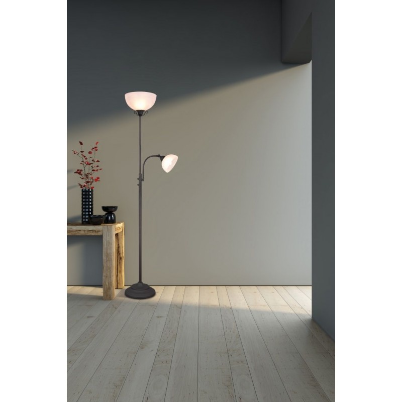 Table & Floor Lamp - Country - Rusty 2 Light Floor Lamp with Alabaster Glass Trio-R46322024 - Country - Rusty 2 Light Floor Lamp with Alabaster Glass