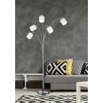 Tommy - Matt Nickel 5 Light Floor Lamp with White Shade Tommy - Matt Nickel 5 Light Floor Lamp with White Shade