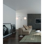 Tommy - Matt Nickel 2 Light Floor Lamp with White Shade