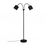 Tommy - Matt Black 2 Light Floor Lamp with Black & Gold Shade Tommy - Matt Black 2 Light Floor Lamp with Black & Gold Shade