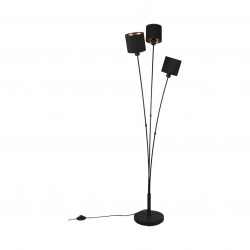 Tommy - Matt Black 3 Light Floor Lamp with Black & Gold Shade Tommy - Matt Black 3 Light Floor Lamp with Black & Gold Shade