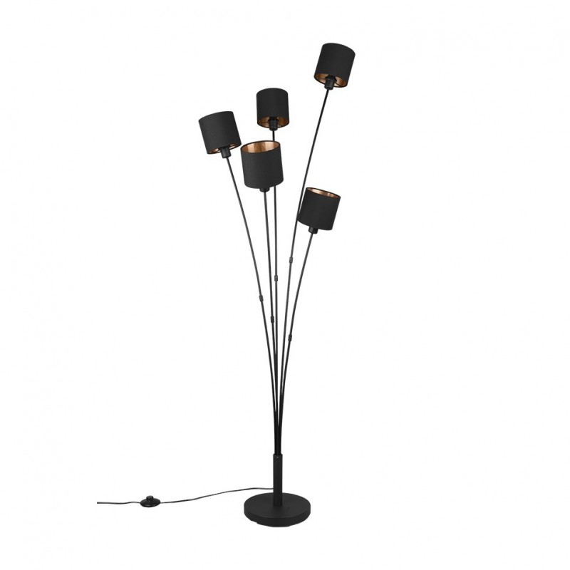 - Tommy - Matt Black 5 Light Floor Lamp with Black & Gold Shade Trio-R46335979 - Tommy - Matt Black 5 Light Floor Lamp with Black & Gold Shade