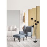 Tommy - Matt Black 5 Light Floor Lamp with Black & Gold Shade Tommy - Matt Black 5 Light Floor Lamp with Black & Gold Shade