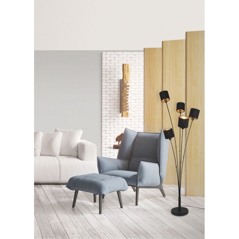 - Tommy - Matt Black 5 Light Floor Lamp with Black & Gold Shade Trio-R46335979 - Tommy - Matt Black 5 Light Floor Lamp with Black & Gold Shade