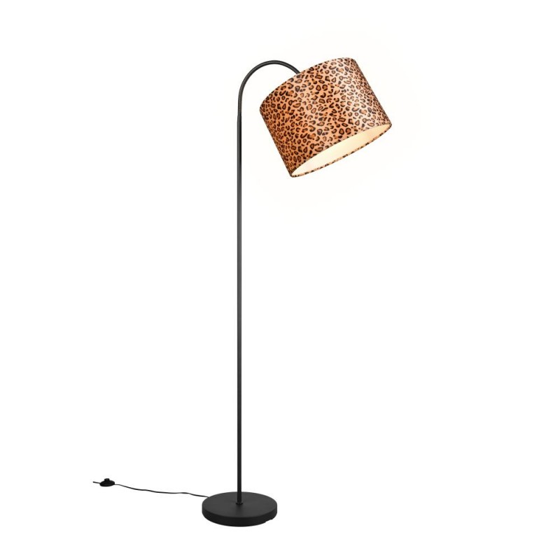 Trio-R46741032 - Pardina - Black Floor Lamp with Leopard Shade