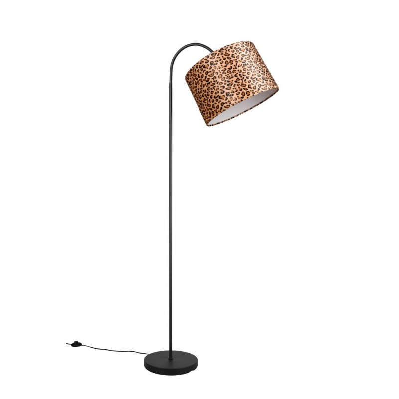 Trio-R46741032 - Pardina - Black Floor Lamp with Leopard Shade