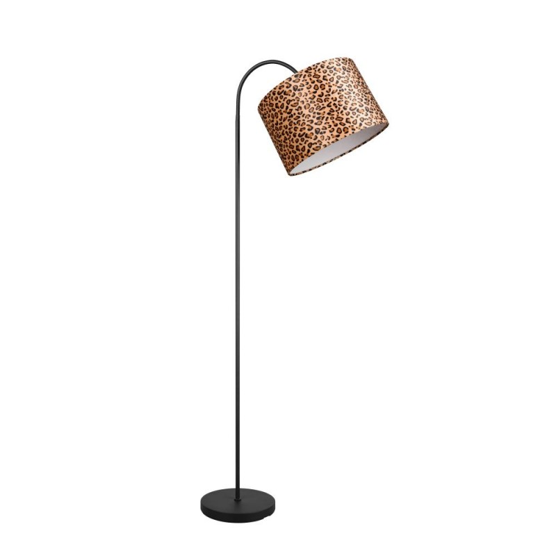 Trio-R46741032 - Pardina - Black Floor Lamp with Leopard Shade