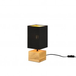 Woody - Natural Wood Table Lamp with Black & Gold Shade Woody - Natural Wood Table Lamp with Black & Gold Shade