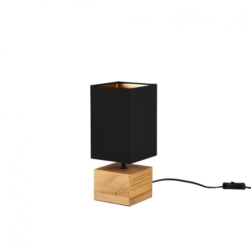 - Woody - Natural Wood Table Lamp with Black & Gold Shade Trio-R50171080 - Woody - Natural Wood Table Lamp with Black & Gold Shade