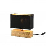 Woody - Natural Wood Table Lamp with Black & Gold Shade Woody - Natural Wood Table Lamp with Black & Gold Shade