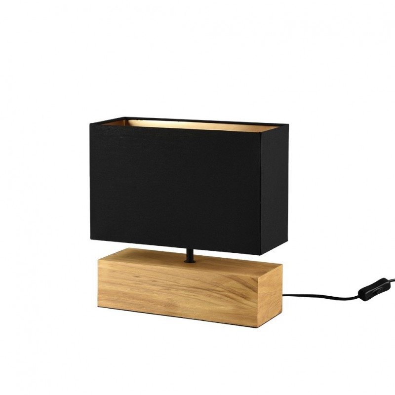 Trio-R50181080 - Woody - Natural Wood Table Lamp with Black & Gold Shade