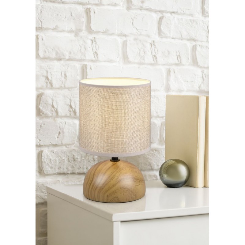 - Luci - Wooden Ceramic Table Lamp with Fawn Shade Trio-R50351035 - Luci - Wooden Ceramic Table Lamp with Fawn Shade