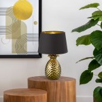Pineapple - Gold Table Lamp with Black & Gold Shade Pineapple - Gold Table Lamp with Black & Gold Shade