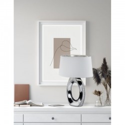 Taba - Silver Table Lamp with White & Silver Shade Taba - Silver Table Lamp with White & Silver Shade